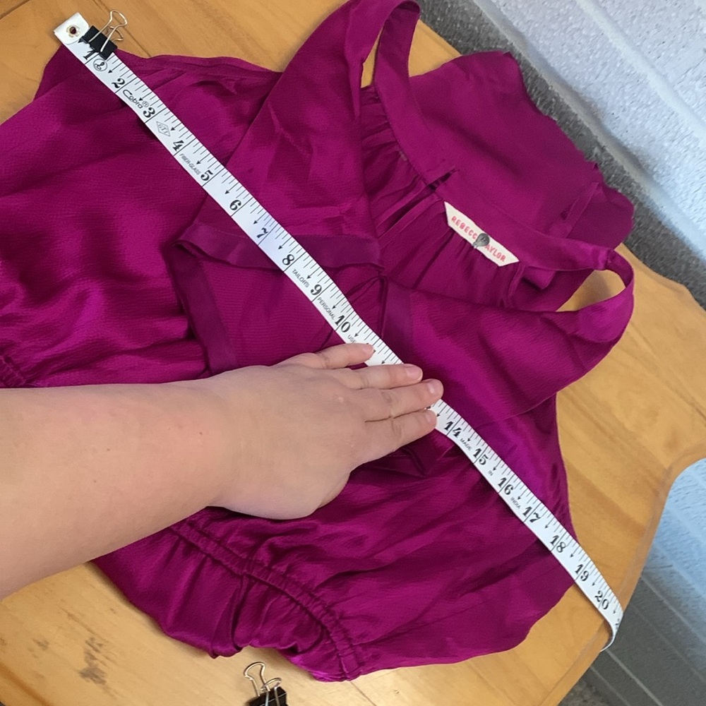 Rebecca Taylor Silk Fuchsia Size 6 Sleeveless Dress Ruffle Detail Pockets EUC - Picture 12 of 14